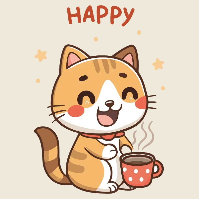 Happy Hot Drink Katze