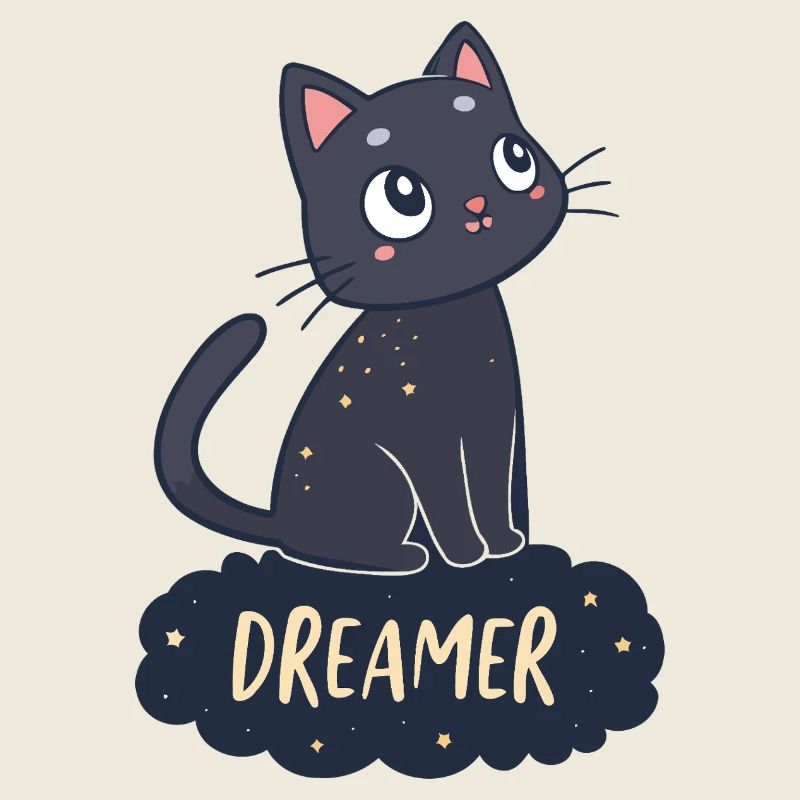 Chat rêveur nuit étoilée