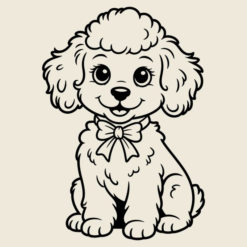 Poodle with bow – charm for clothes