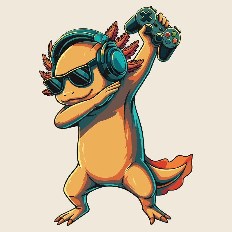 Gamer Axolotl Mexican Walking Fish Games Art