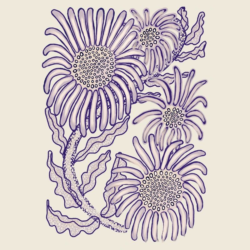 Lila Glättchen-Botanische Strichkunst