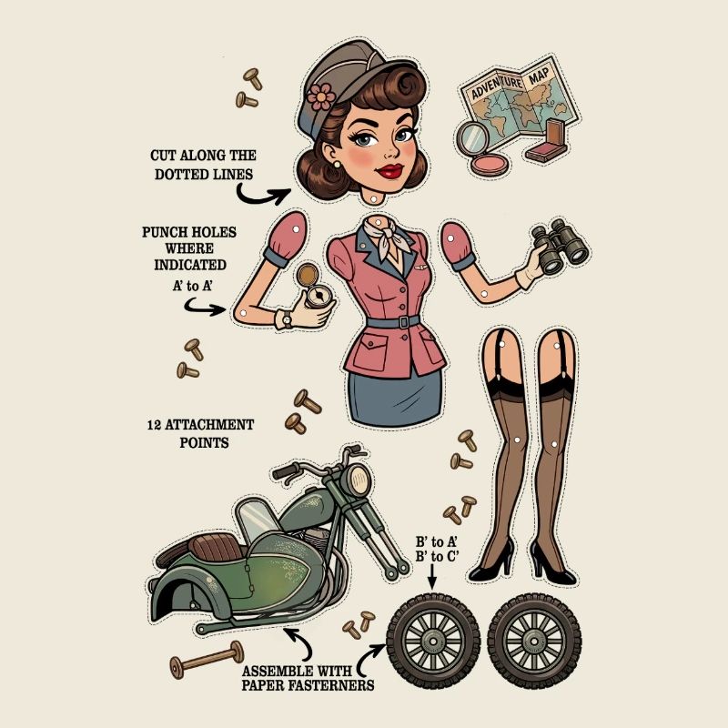 Poupée en papier Vintage Chic Adventurer