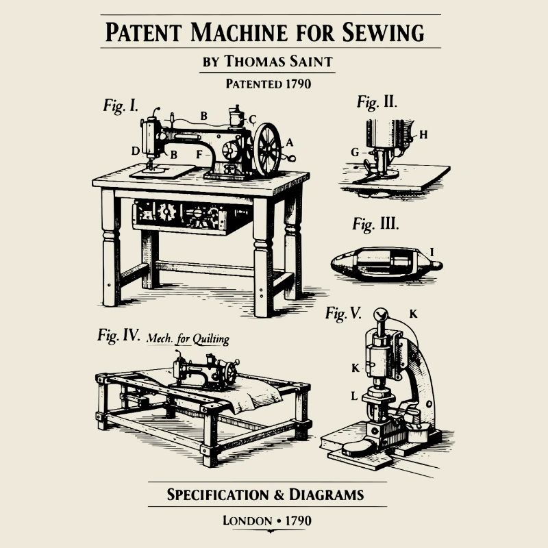 Sewing Machine Blueprint Patent