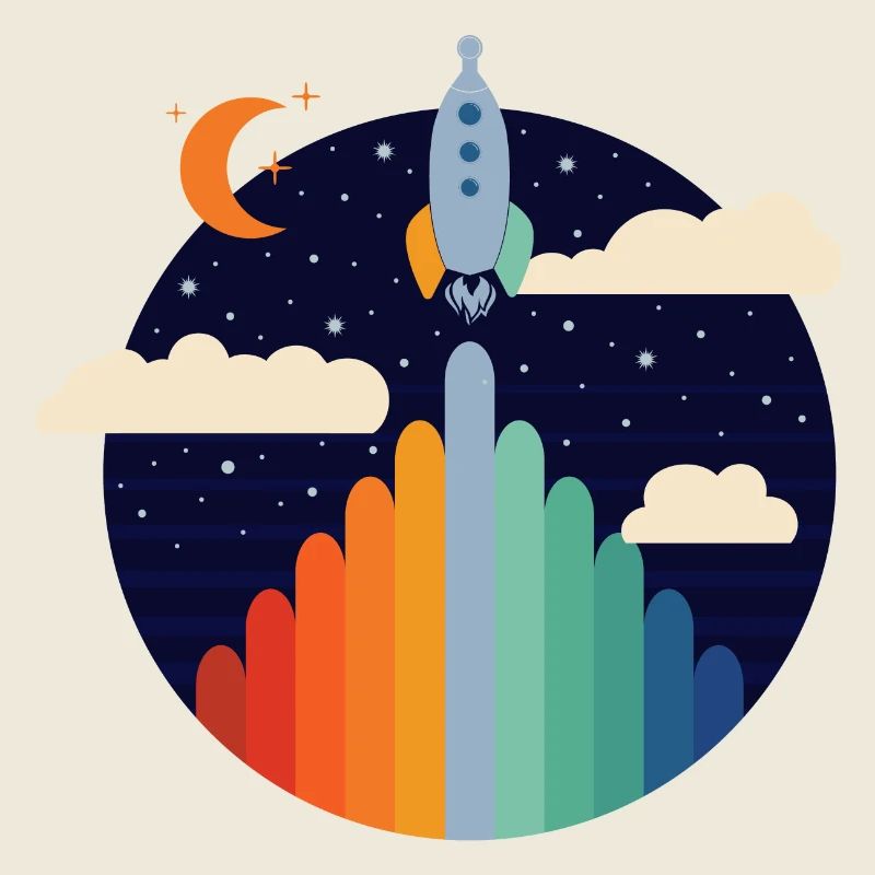 Rocket (Colorful Stripes, Circle)