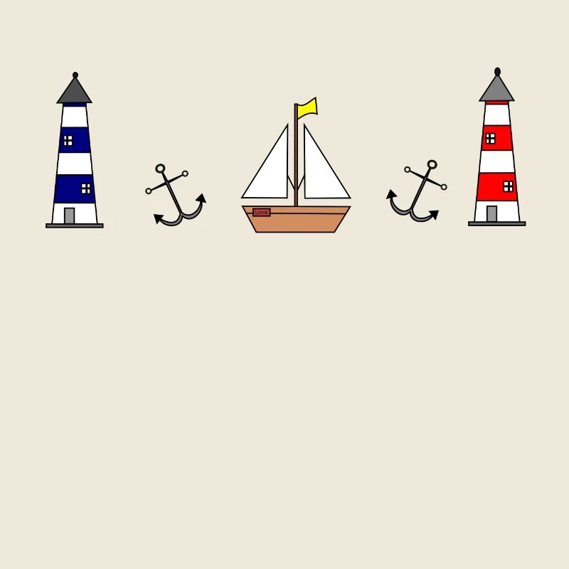 Maritim Leuchtturm Segelboot Anker