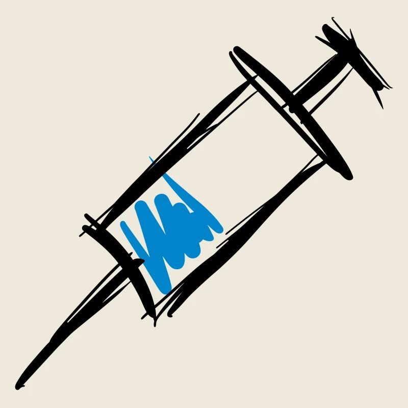 Syringe full, injection, hand-drawn