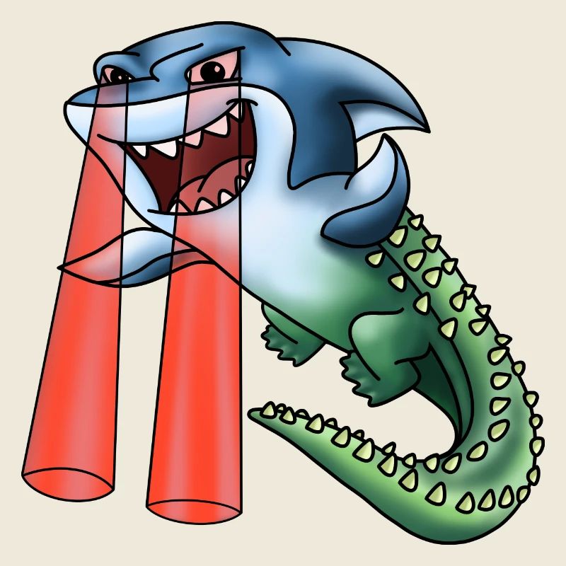 Sharkro - Haifischkrokodil mit Laseraugen