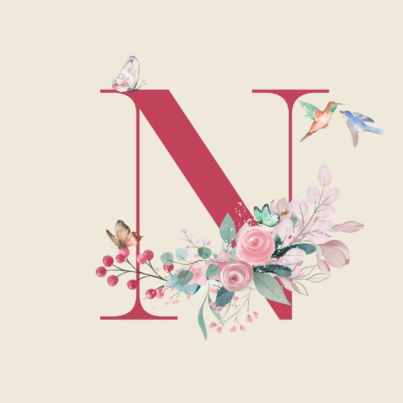 Letter n floral - gift idea