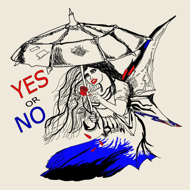 Frau mit Flüge und Rose , Ja oder Nein, Yes or No