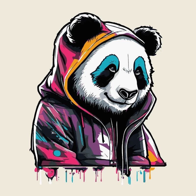 Farbenfroher Pandabär Panda Graffiti