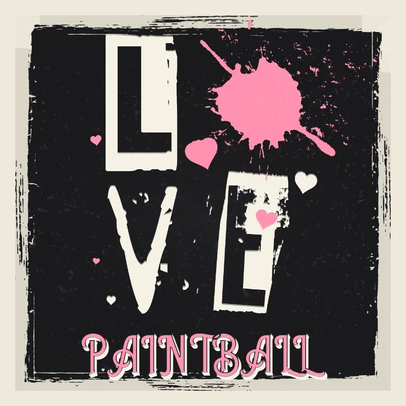 Love paintball, splatter on distressed background