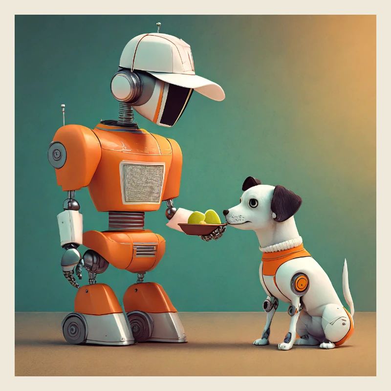 mignons petits robots vintage futuristes orange