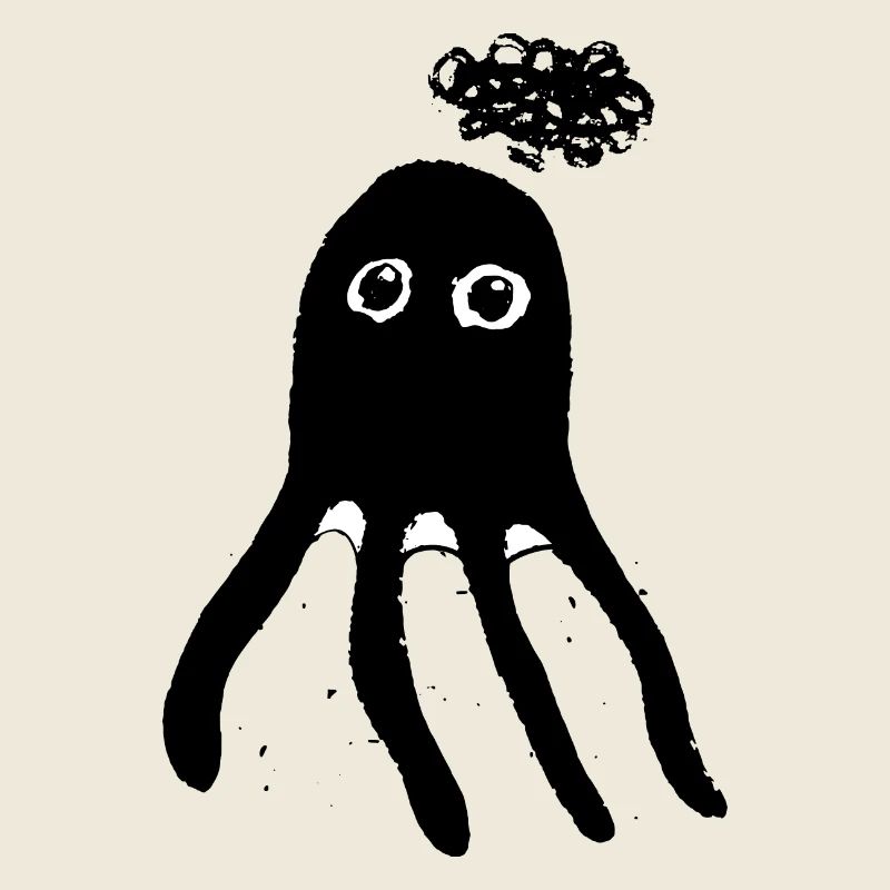 Pensive Octopus - Cute Black