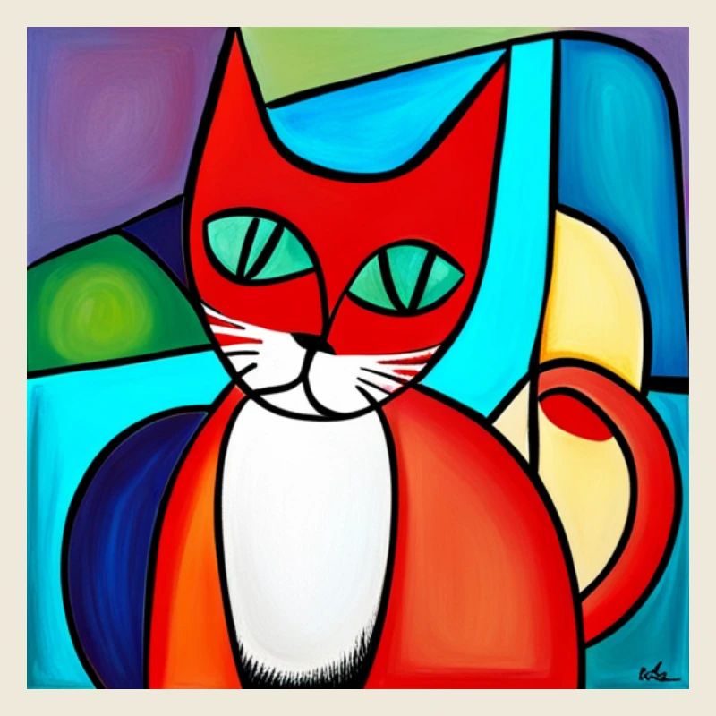 Visage de chat abstrait sur t-shirt