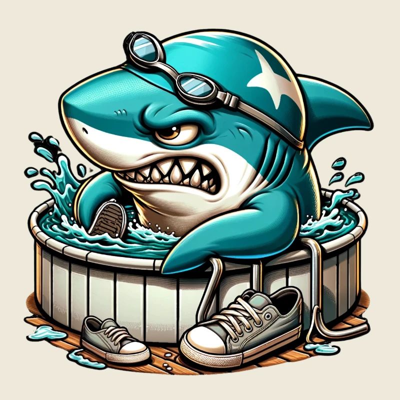 Requin cool dans un baril de natation