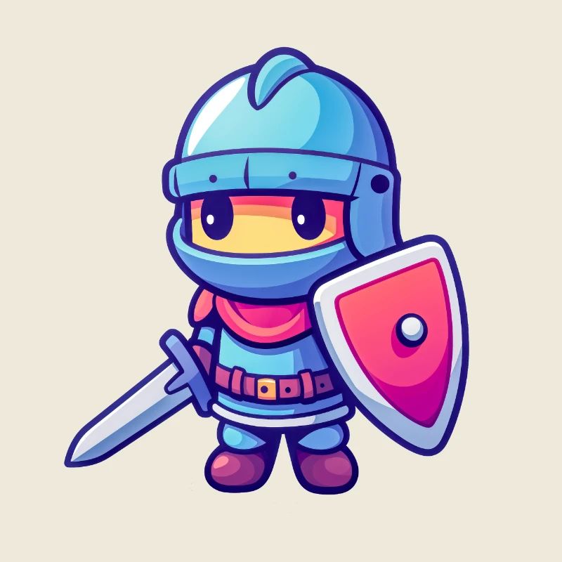 Brave knight in comic book style for kids