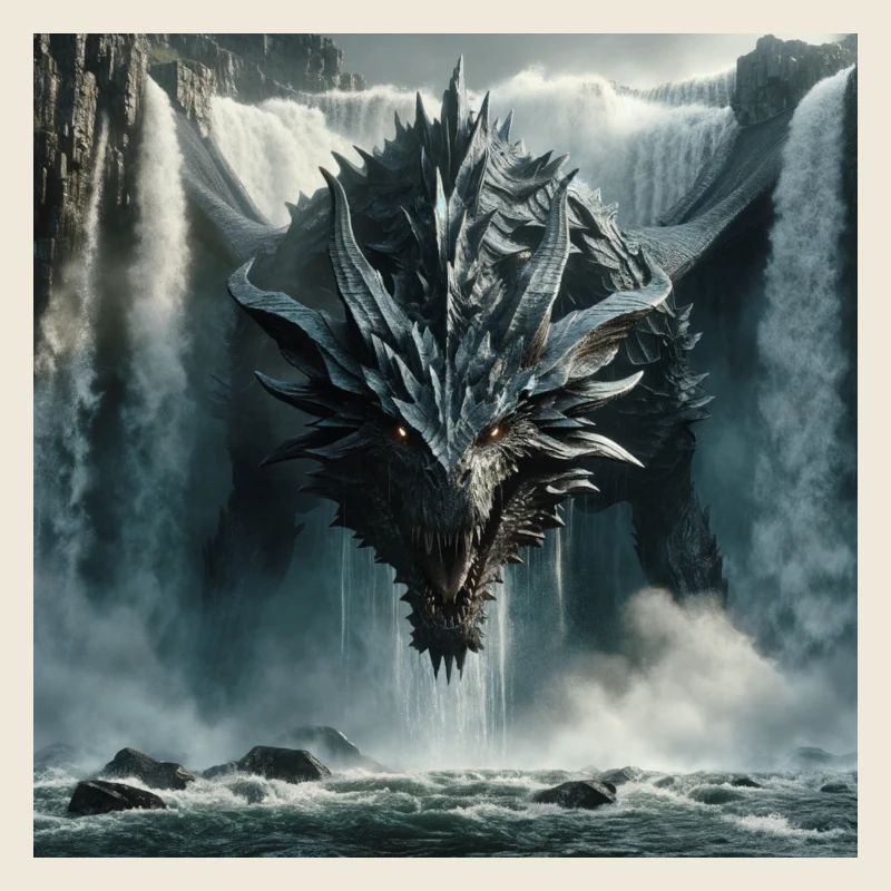 Drache im Wasserfall