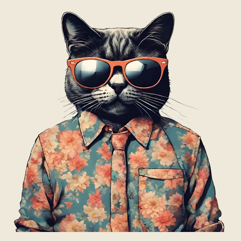 Le chat et la chemise à fleurs