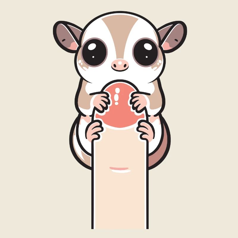 Sugar glider wrapped around finger