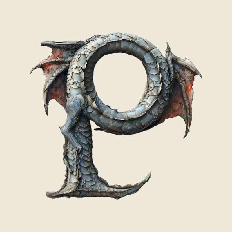 Letter "P" in dragon design.
