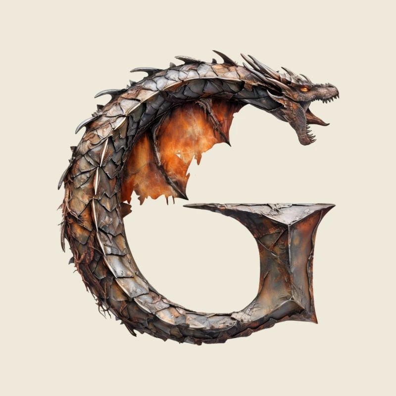 Buchstabe "G" im Drachendesign.