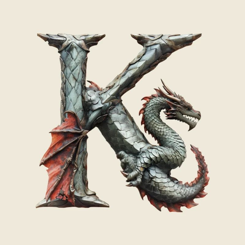 Buchstabe "K" im Drachendesign.