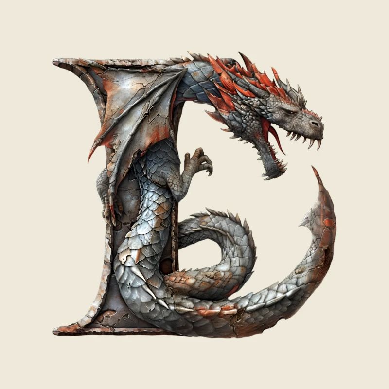 Buchstabe "L" im Drachendesign.