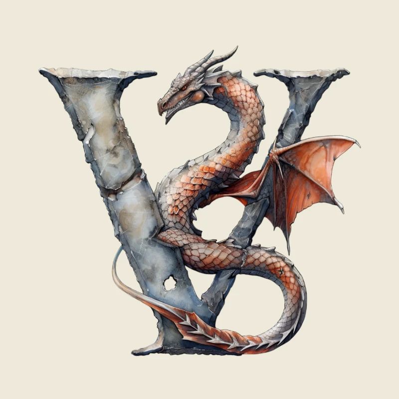 Buchstabe "V" im Drachendesign.