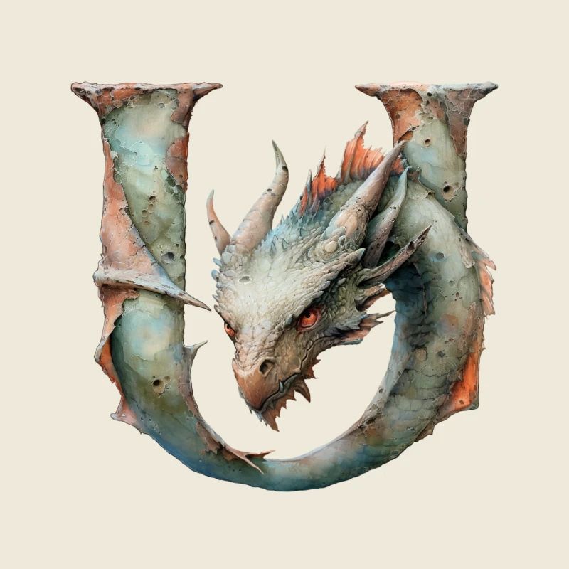 Lettre « U » en forme de dragon.