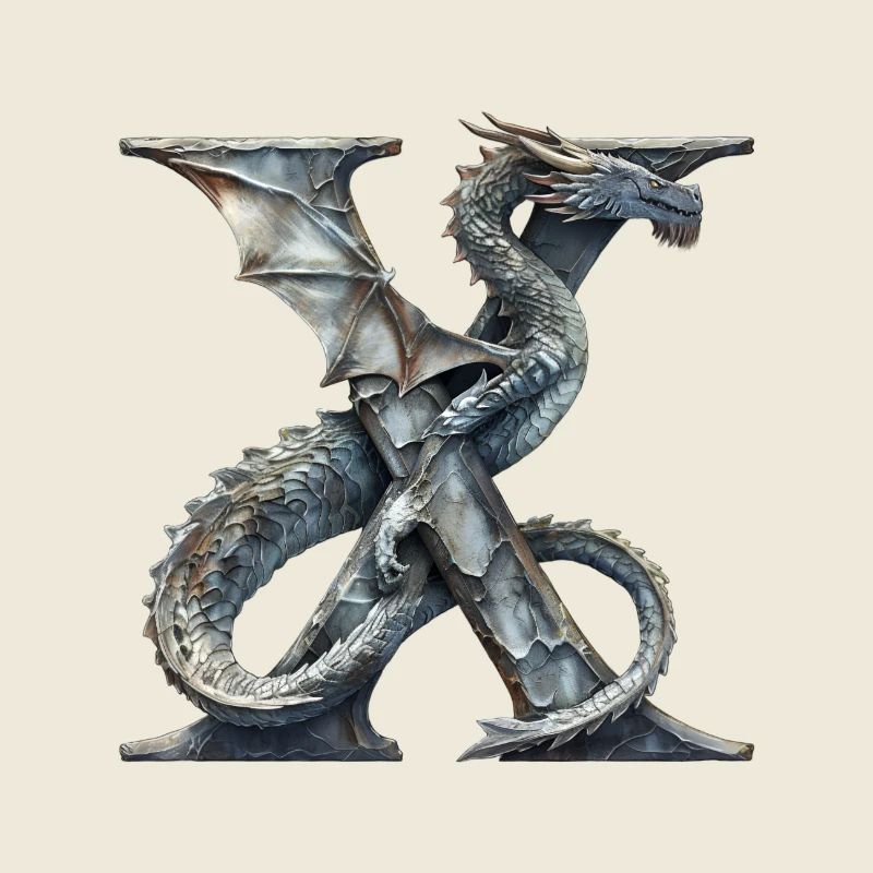 Lettre « X » en forme de dragon.