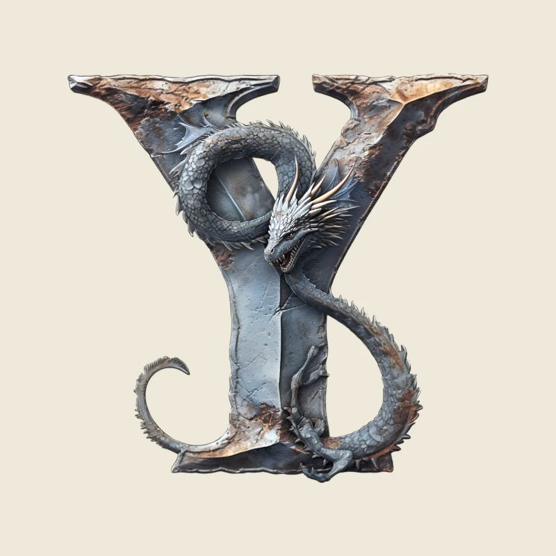 Lettre « Y » en forme de dragon.