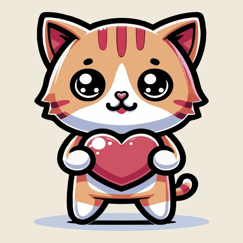 Coeur de chaton mignon je t’aime