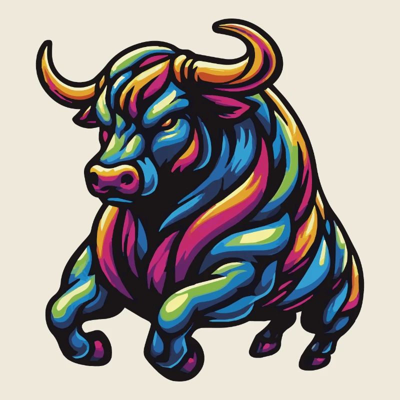 Taureau enragé coloré 2