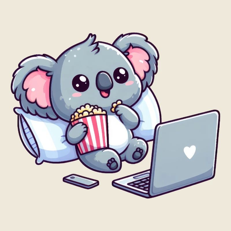 Süßer Koalabär, der eine Serie schaut.