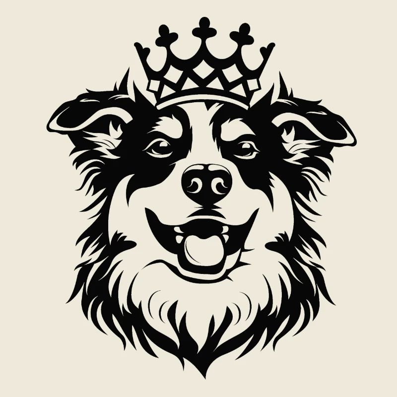 Fröhlicher Hund mit Krone