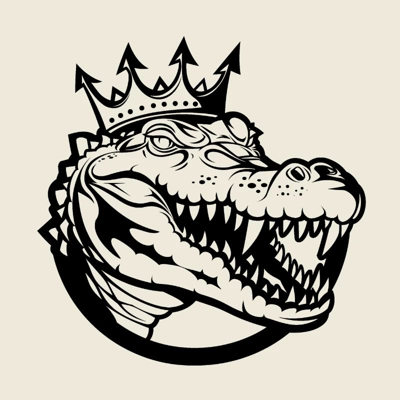 Crocodile from the right side with crown