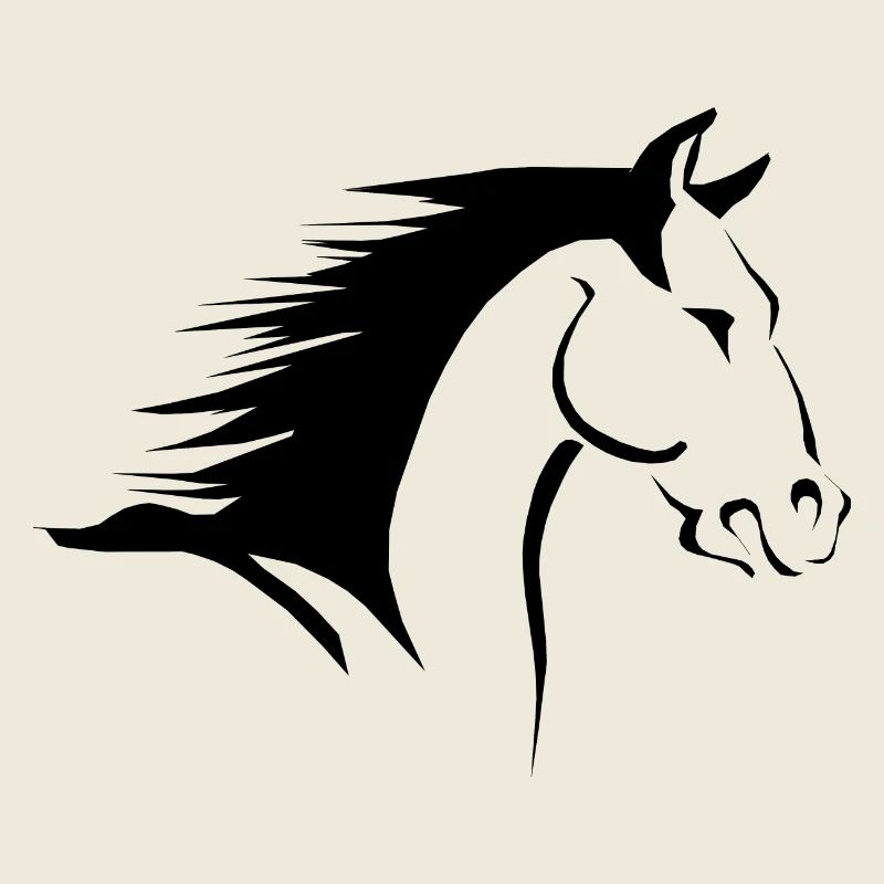 Silhouette Tête De Cheval Noir Blanc