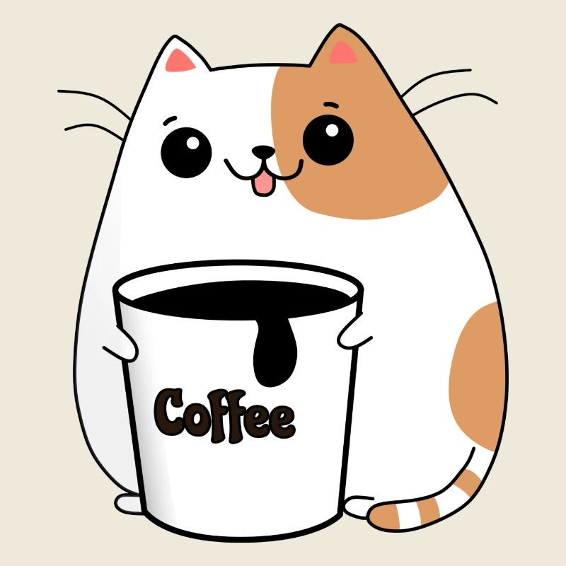 Happy Cat With Coffee Extra Large