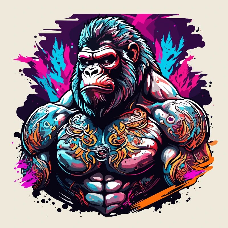 Tattoo / Animal / Art / Cool / Comic / Gorilla