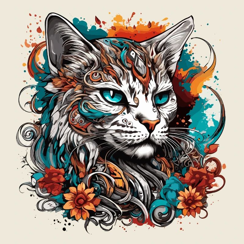Tattoo / Tier / Kunst / cool / Comic / Katze