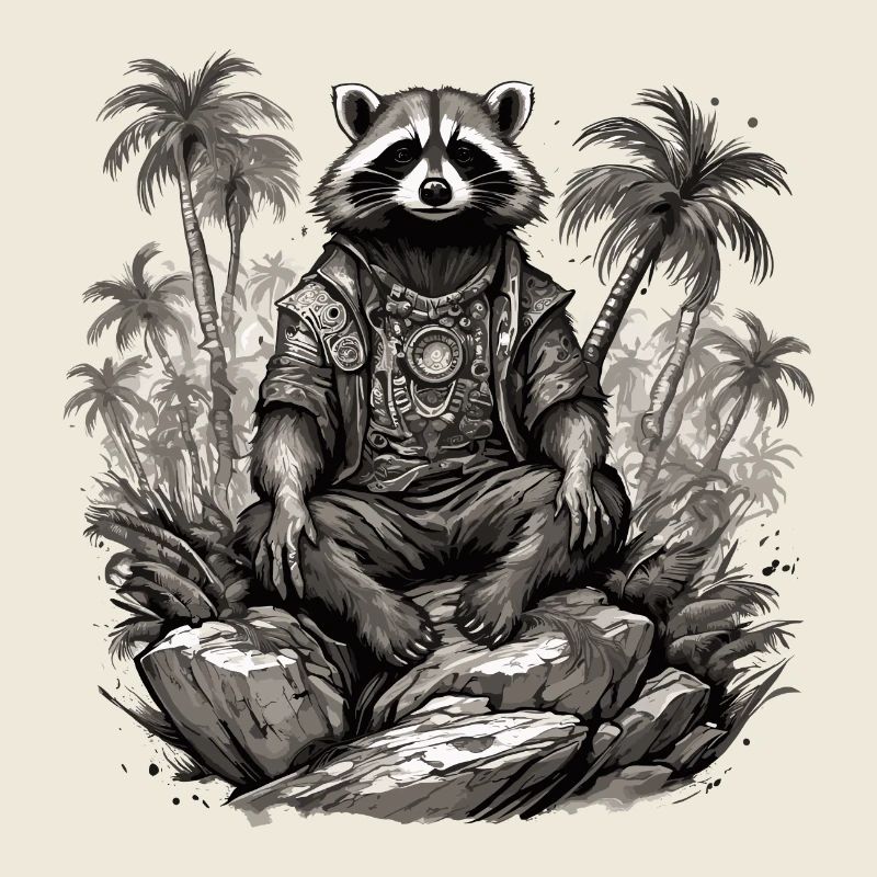 Tattoo / Tier / Kunst / cool / Comic / Waschbär