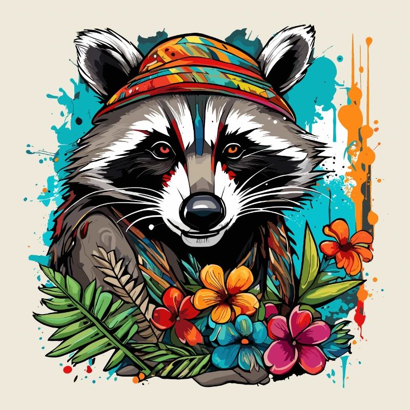 Tattoo / Tier / Kunst / cool / Comic / Waschbär