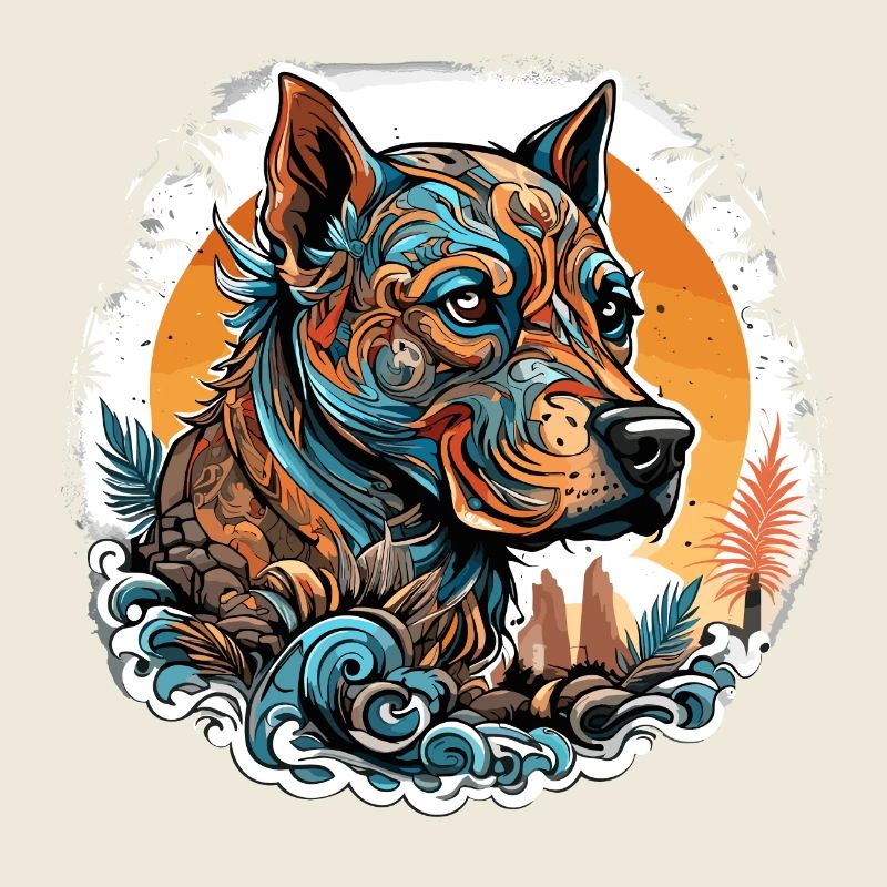Tattoo / Tier / Kunst / cool / Comic / Hund