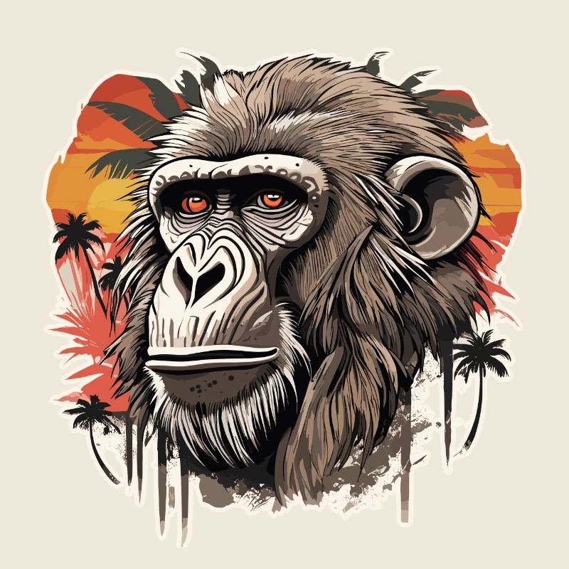 Tattoo / Animal / Art / Cool / Comic / Chimpanzee