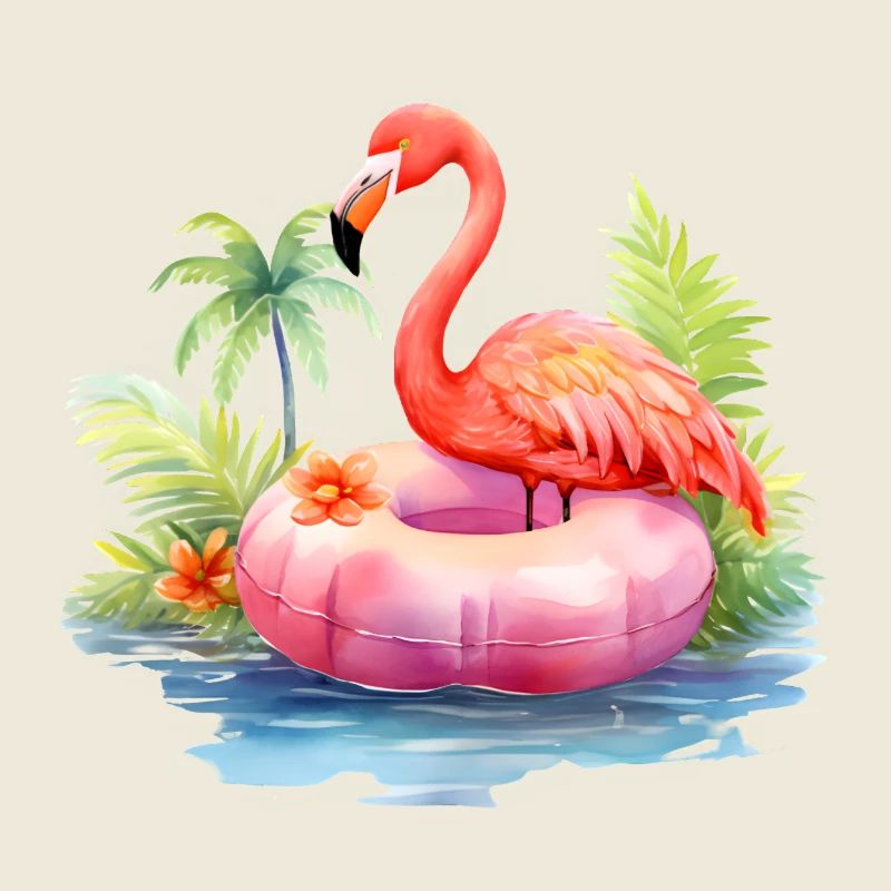 Flamant rose en été
