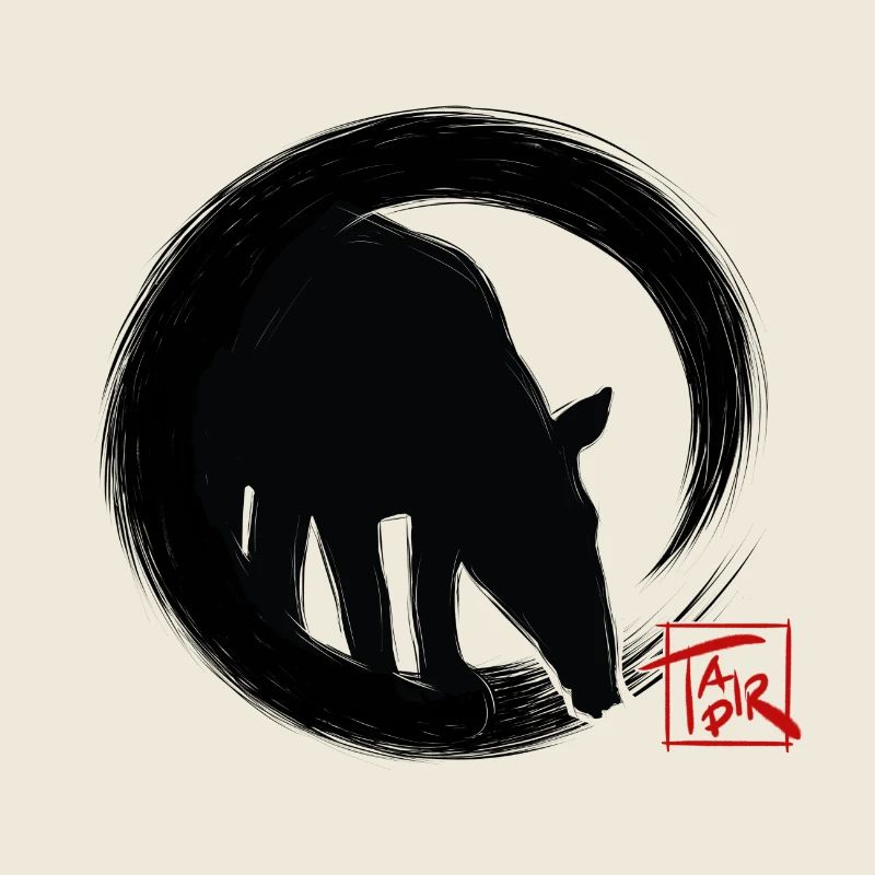 Black-backed Tapir in Japanese Zen Enso Circle