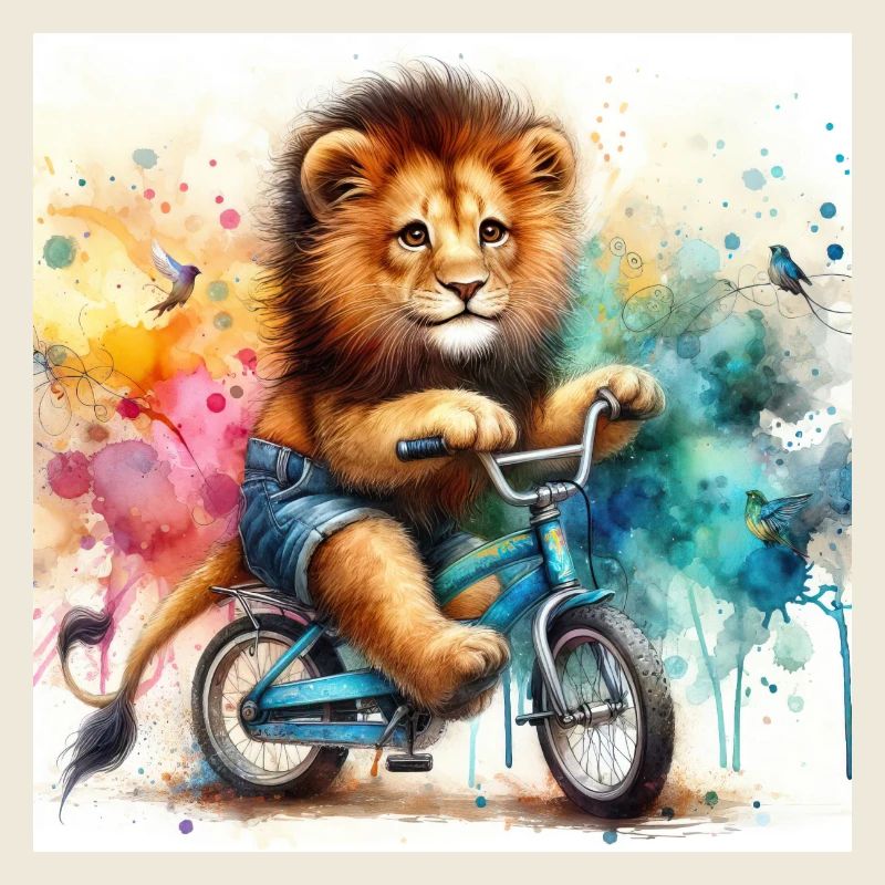 Lion on a bike