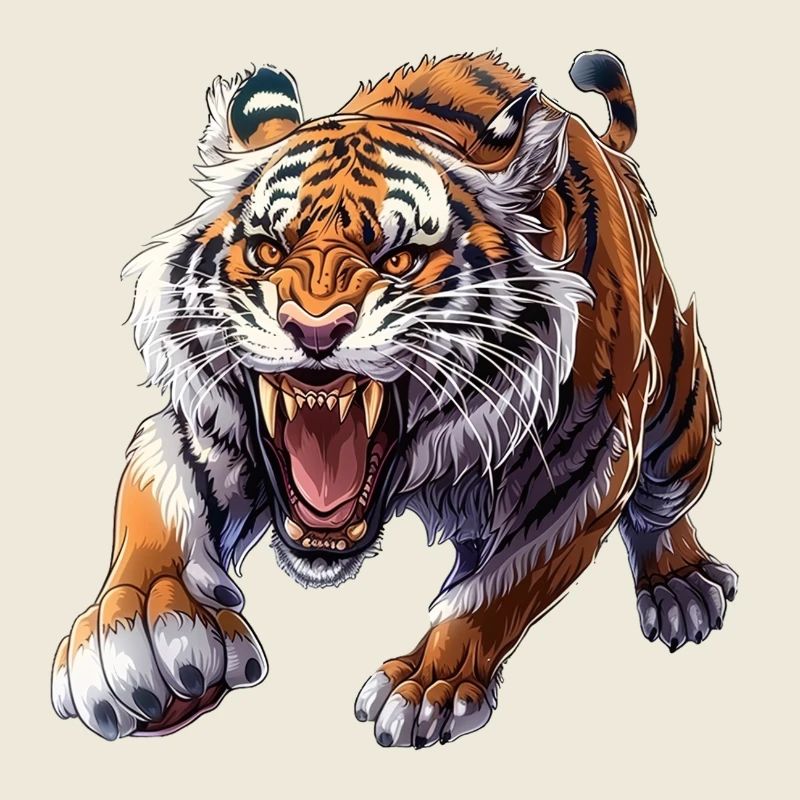 Stolzer Tiger Im Angriffsmodus