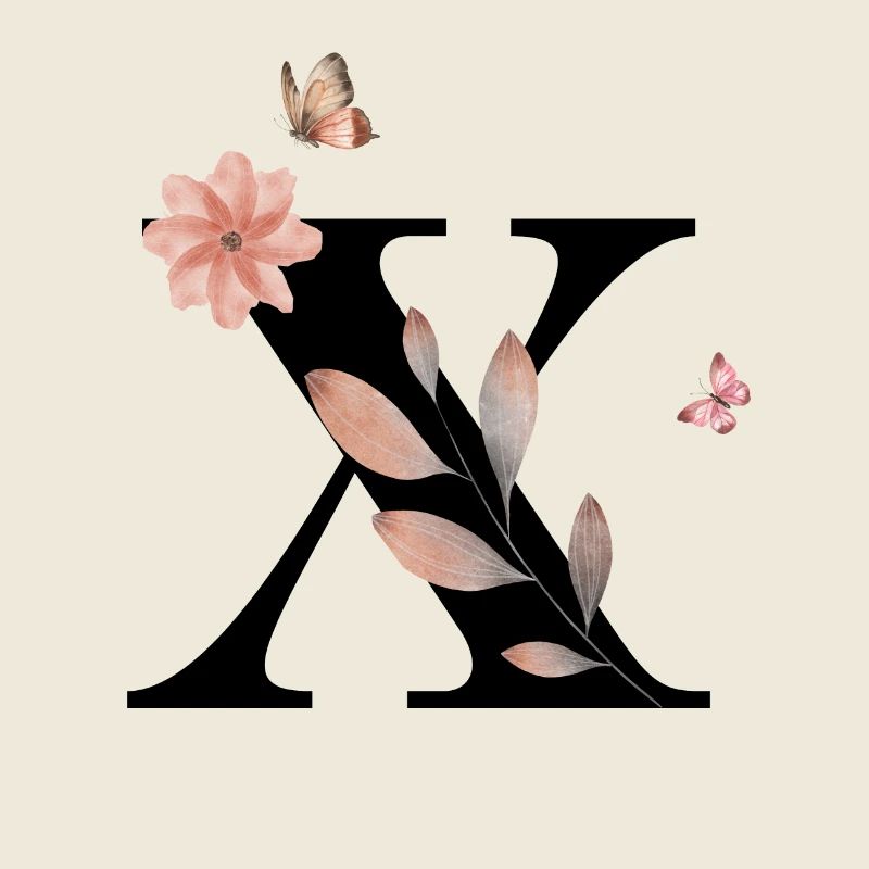 Buchstabe x Wildblumen Aquarelle