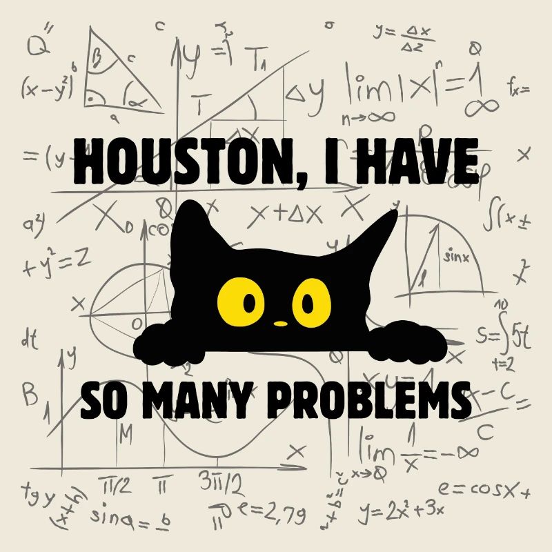 Black cat t-shirt Houston I have so many problems